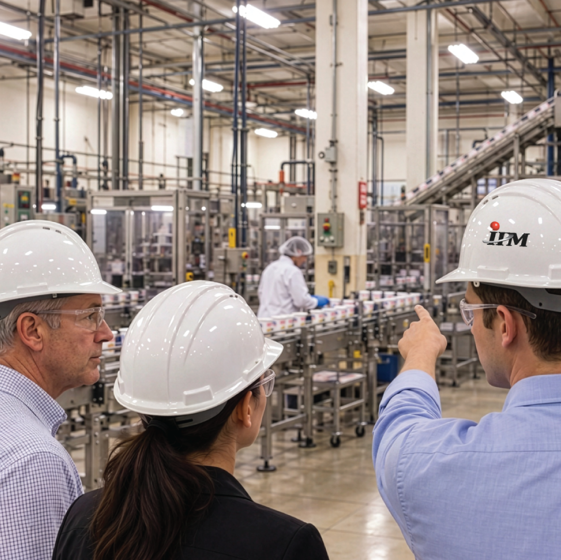 IPM engineer walking a customer packaging line during scope and planning